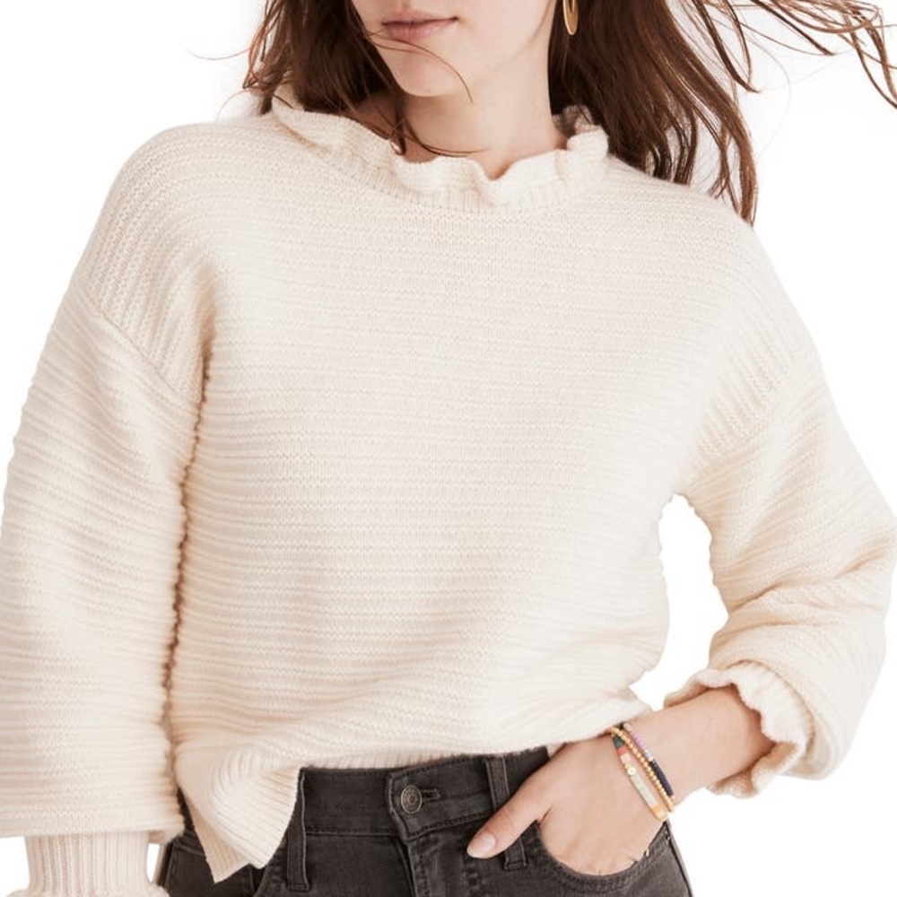 Madewell ruffled neck sweater